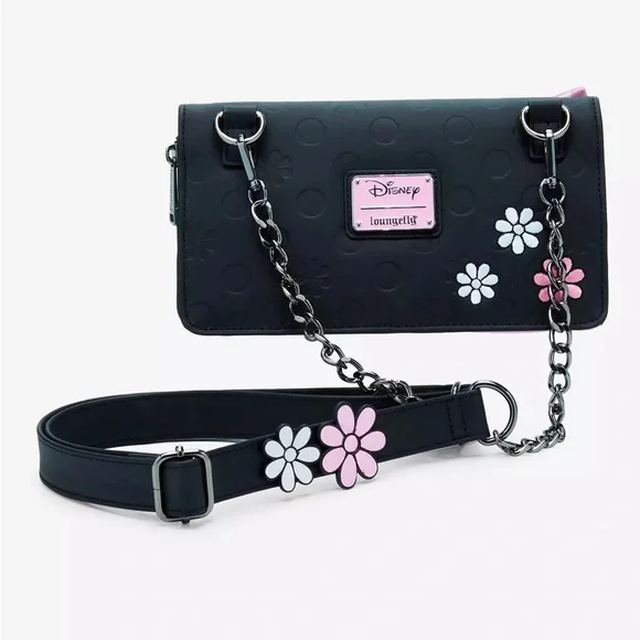 Loungefly Disney Minnie Mouse Pink Flower Polka Dot Crossbody Bag NWT - Picture 3 of 4